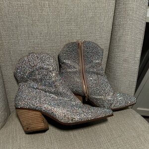 Sparkling Silver Ankle Boots